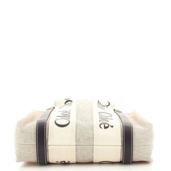 Chloe Woody Tote Canvas with Leather Small Neutral - Picture 5 of 7